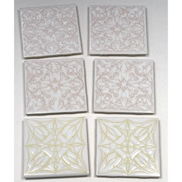 VTG Lot 6 Handmade Richards Group Lemmon Avenue Pottery Tile Coasters Trivets - Picture 1 of 4
